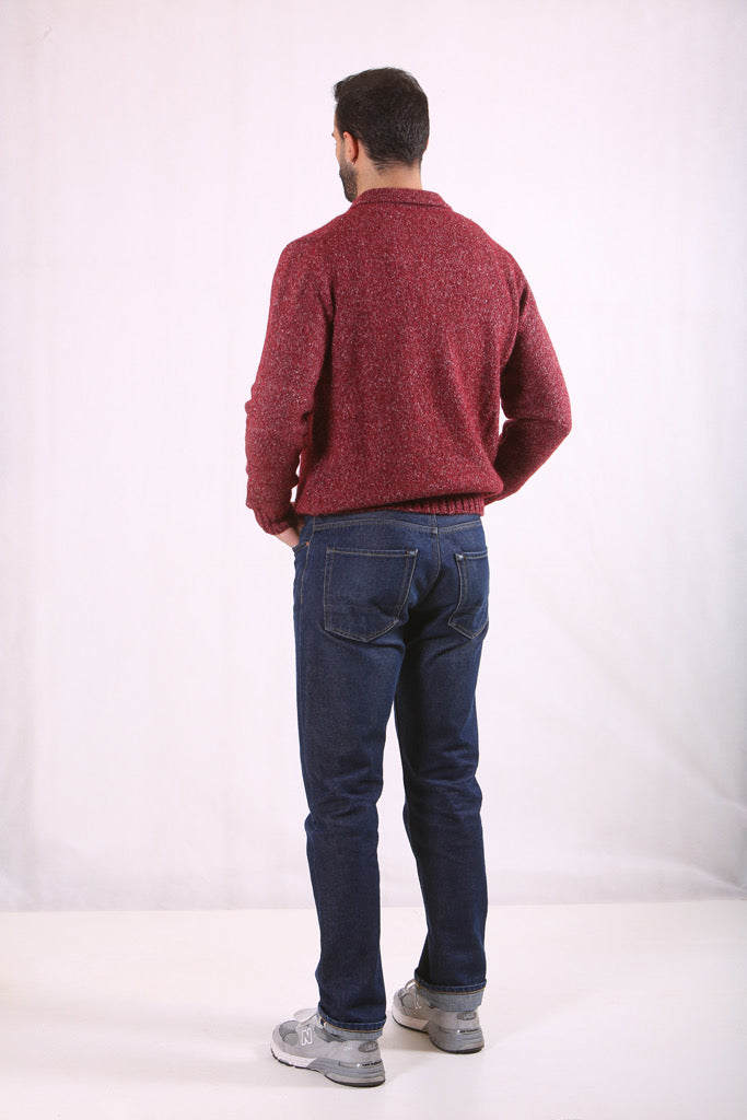 Polo in Alpaca Gallia-Lavorazione Mouliné