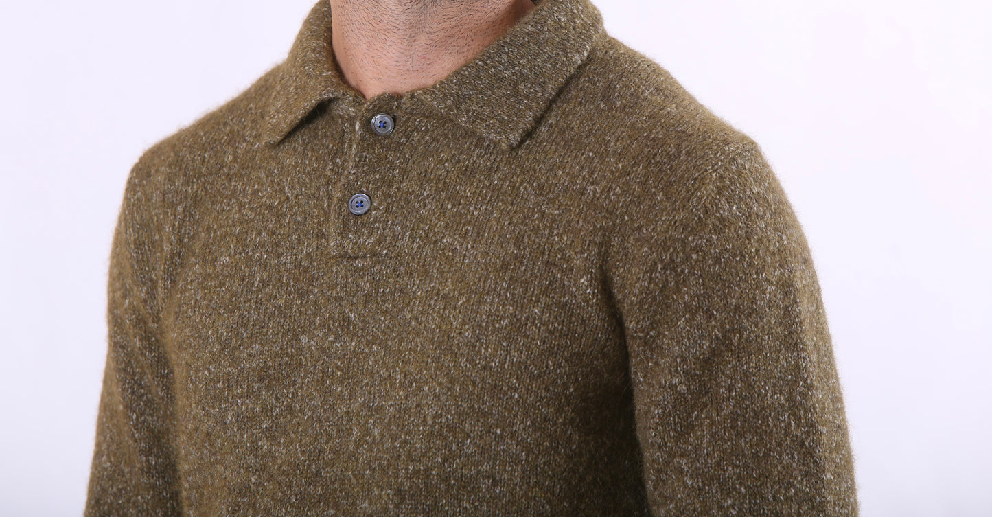 Polo in Alpaca Gallia-Lavorazione Mouliné