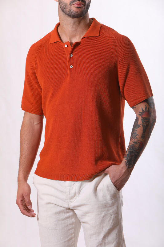 Polo in Cotone con Spalla Raglan