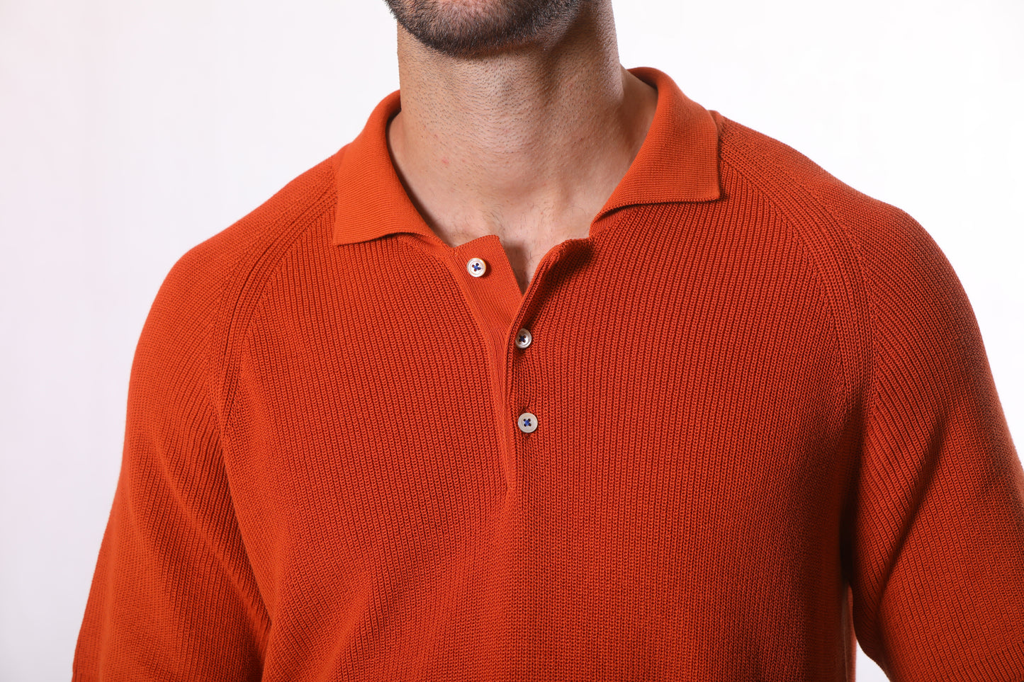 Polo in Cotone con Spalla Raglan